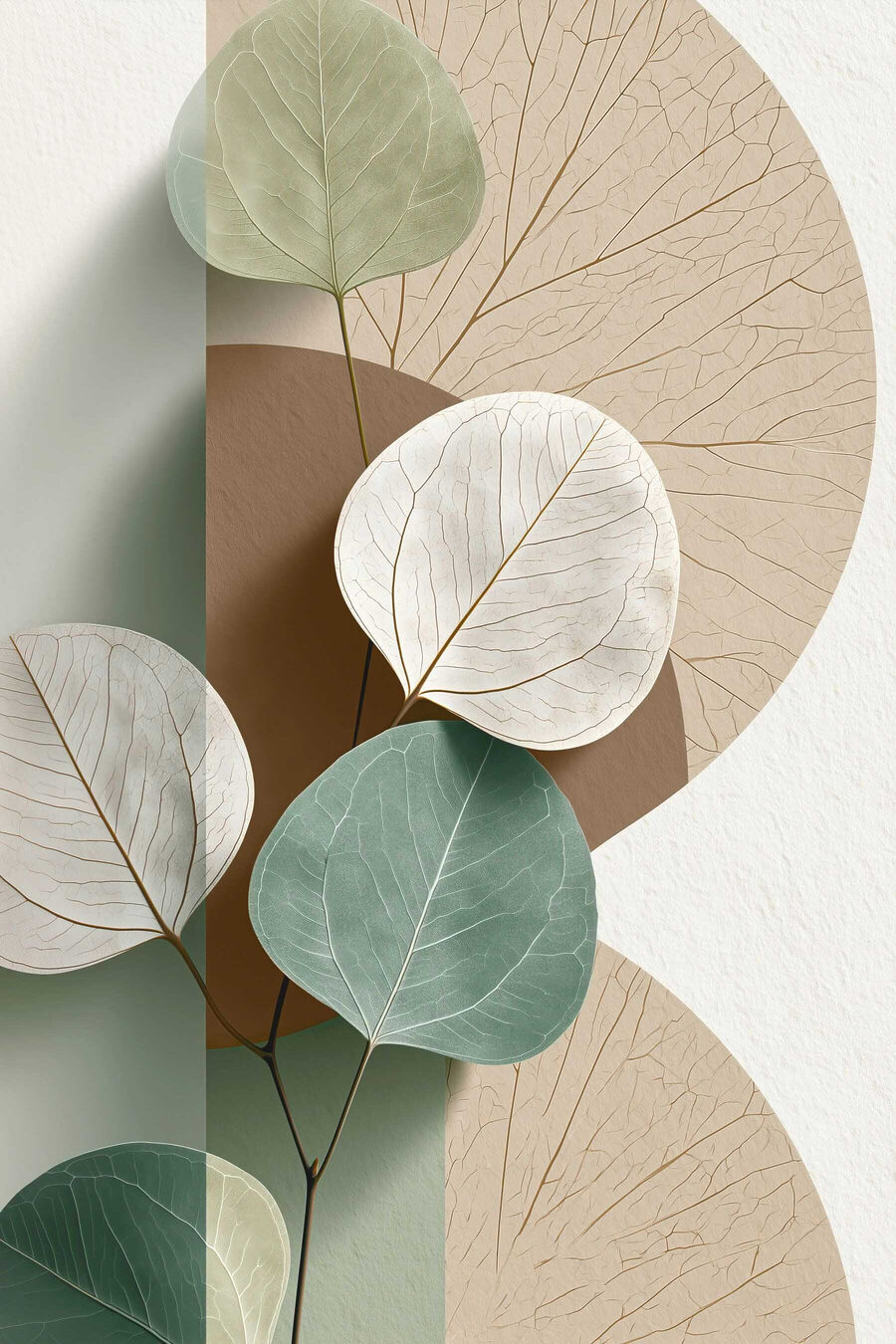 Folhas claras num arco — design completo