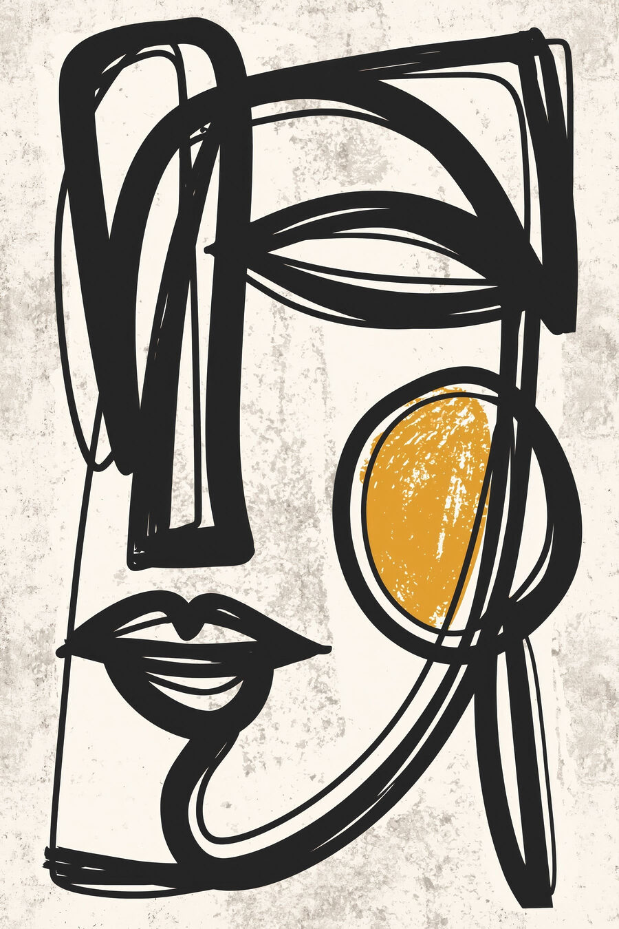 Mulher em linhas ocre — design completo