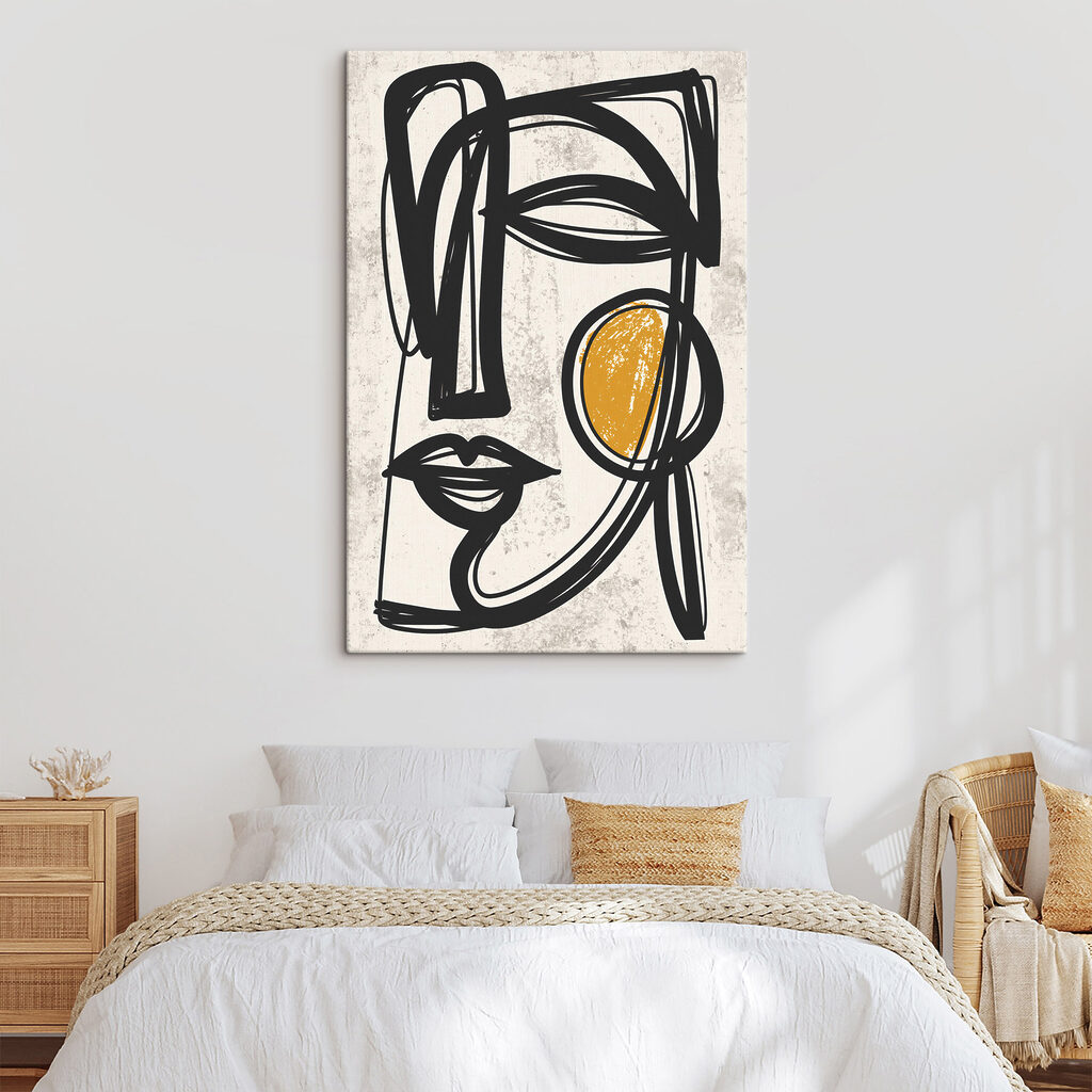 Mulher em linhas ocre — interior 1