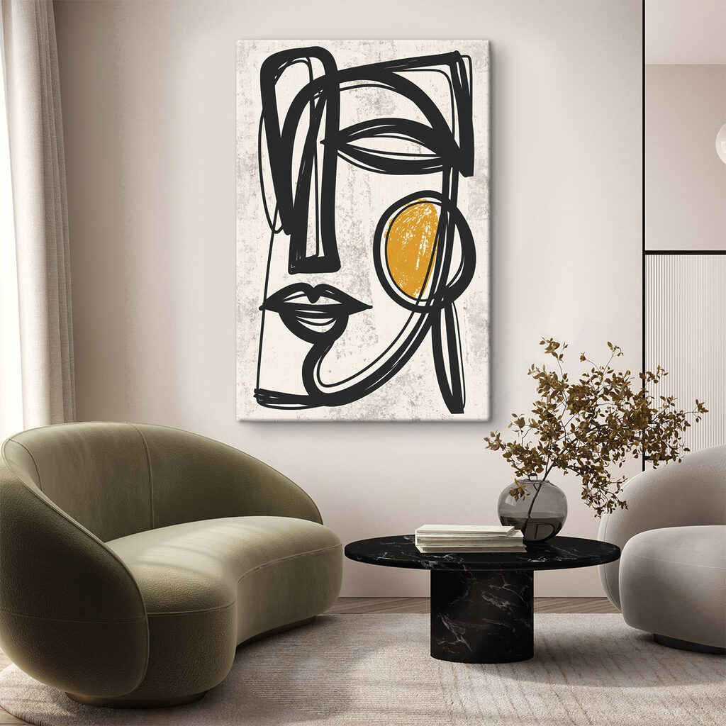 Mulher em linhas ocre — interior 2