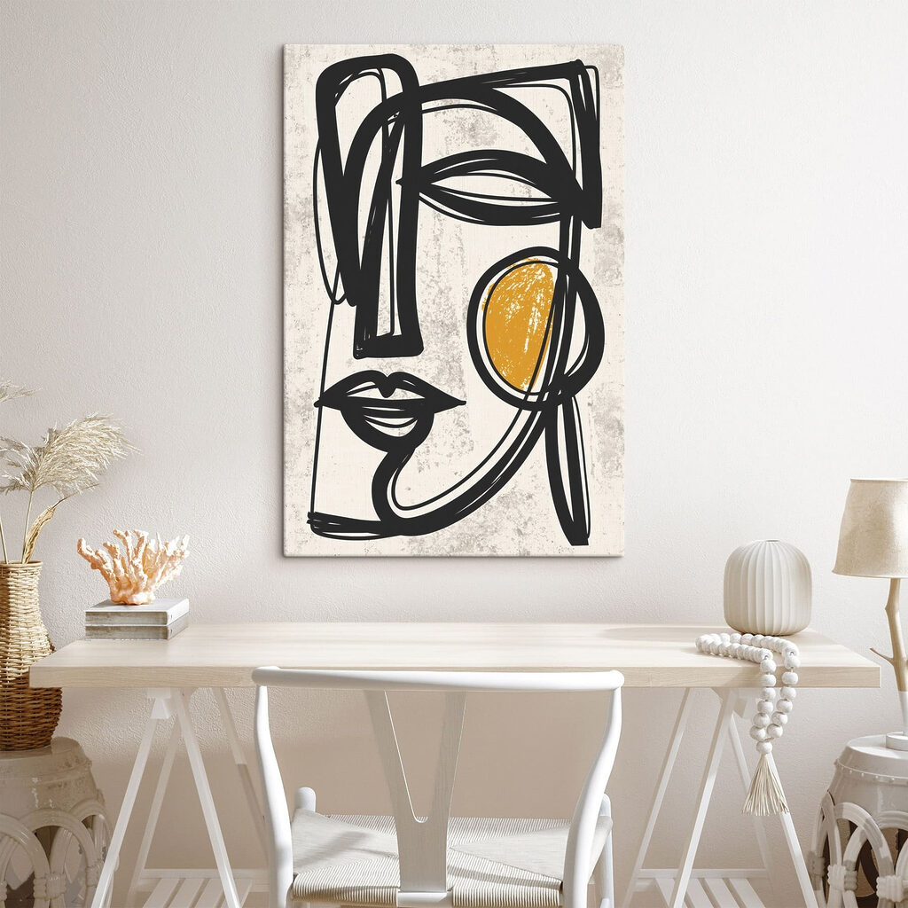Mulher em linhas ocre — interior 3