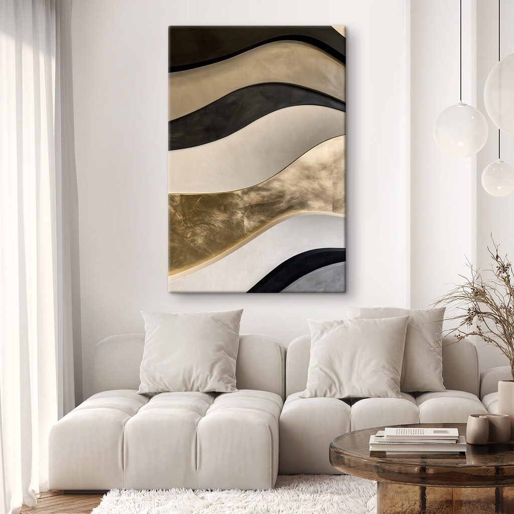 Faixas pretas sobre dourado num interior