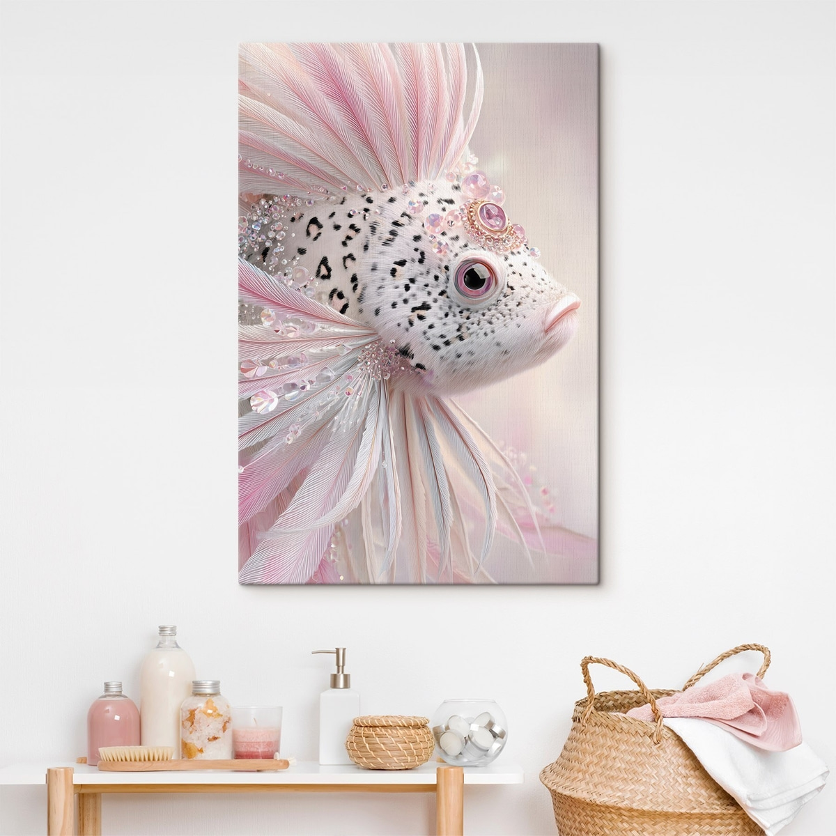 Peixe ornamentado em rosa num interior