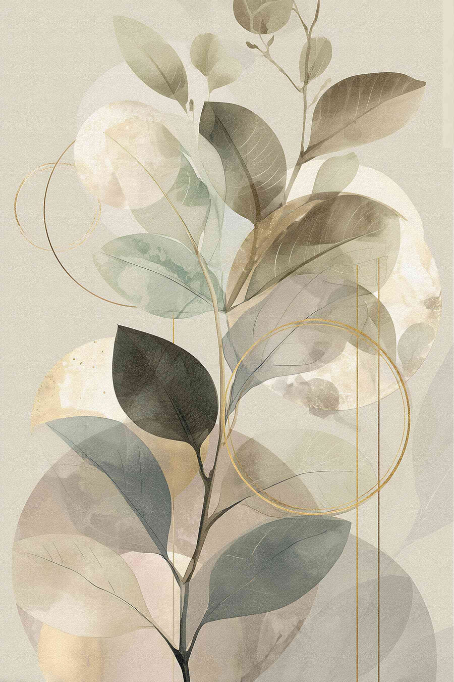Folhas suaves entre curvas — design completo