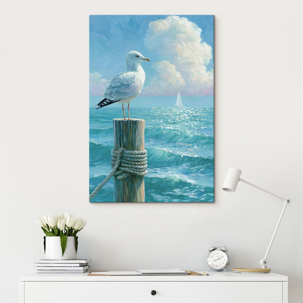 Gaivota sobre mar brilhante — interior 1