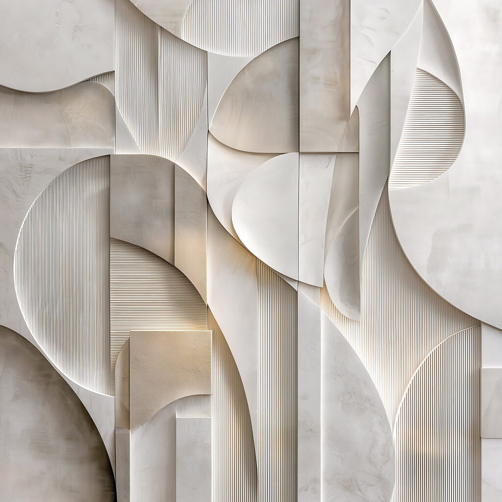 Curvas brancas em relevo — design completo