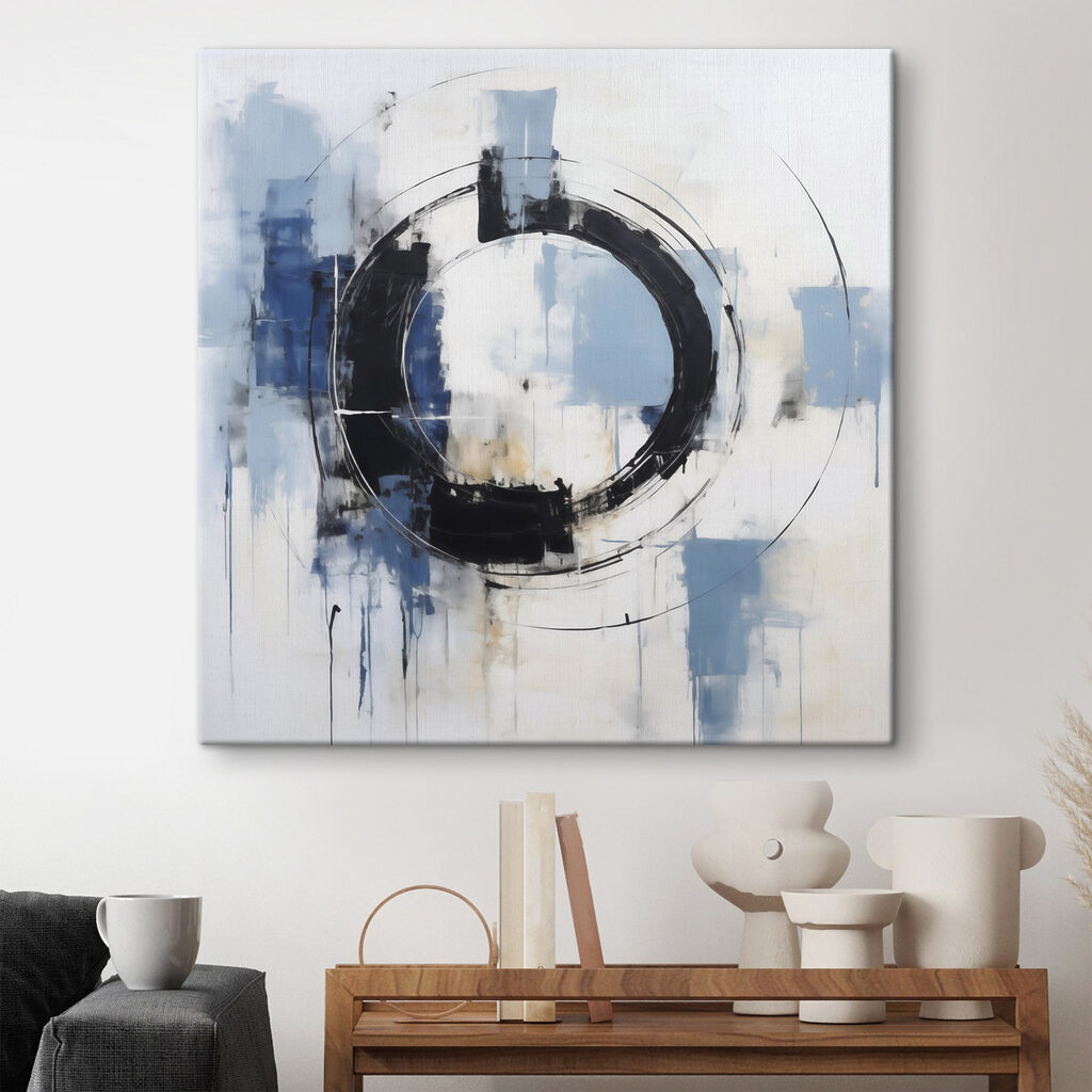 Círculo preto sobre azul — interior 1