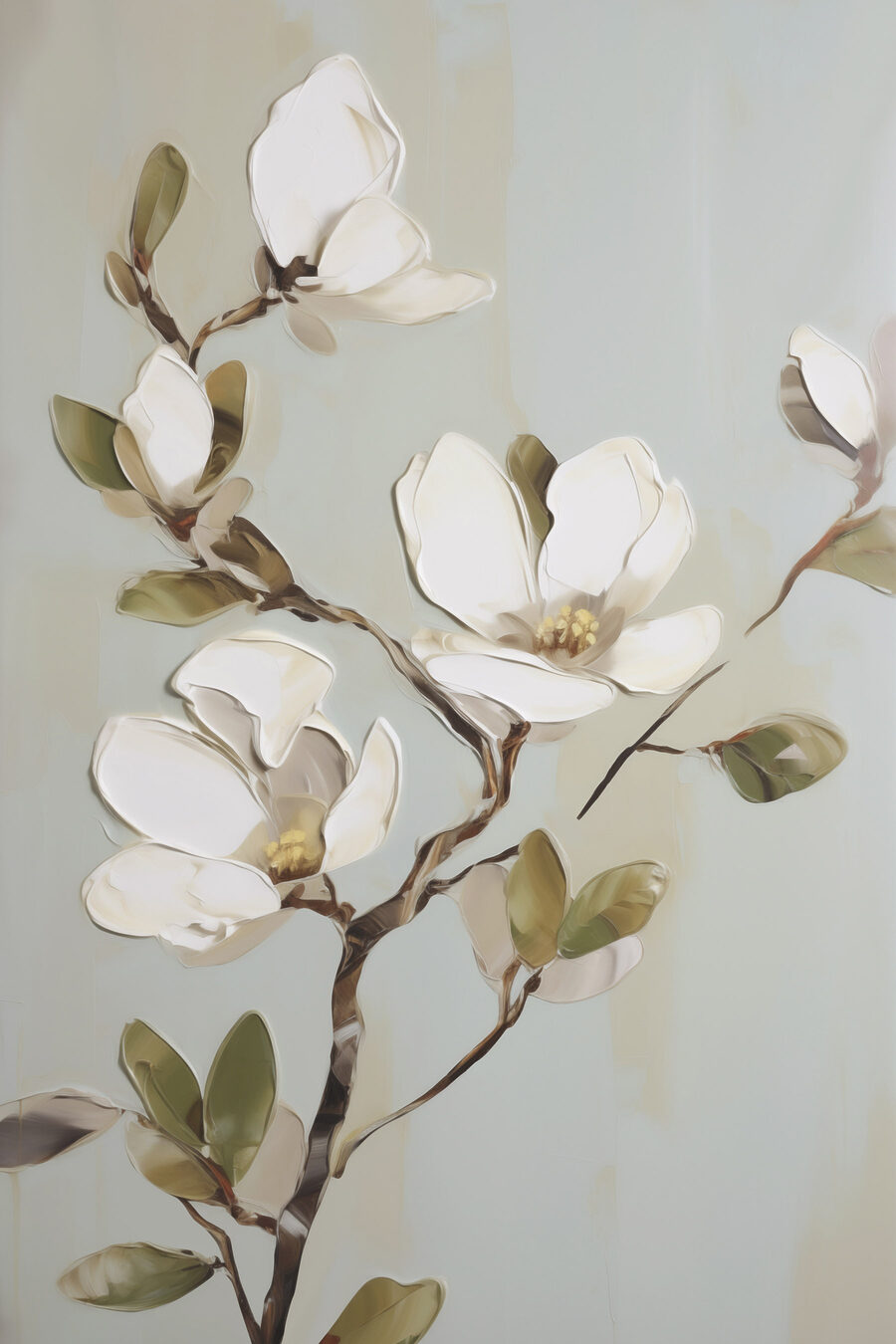 Flor branca em verde-salva — design completo