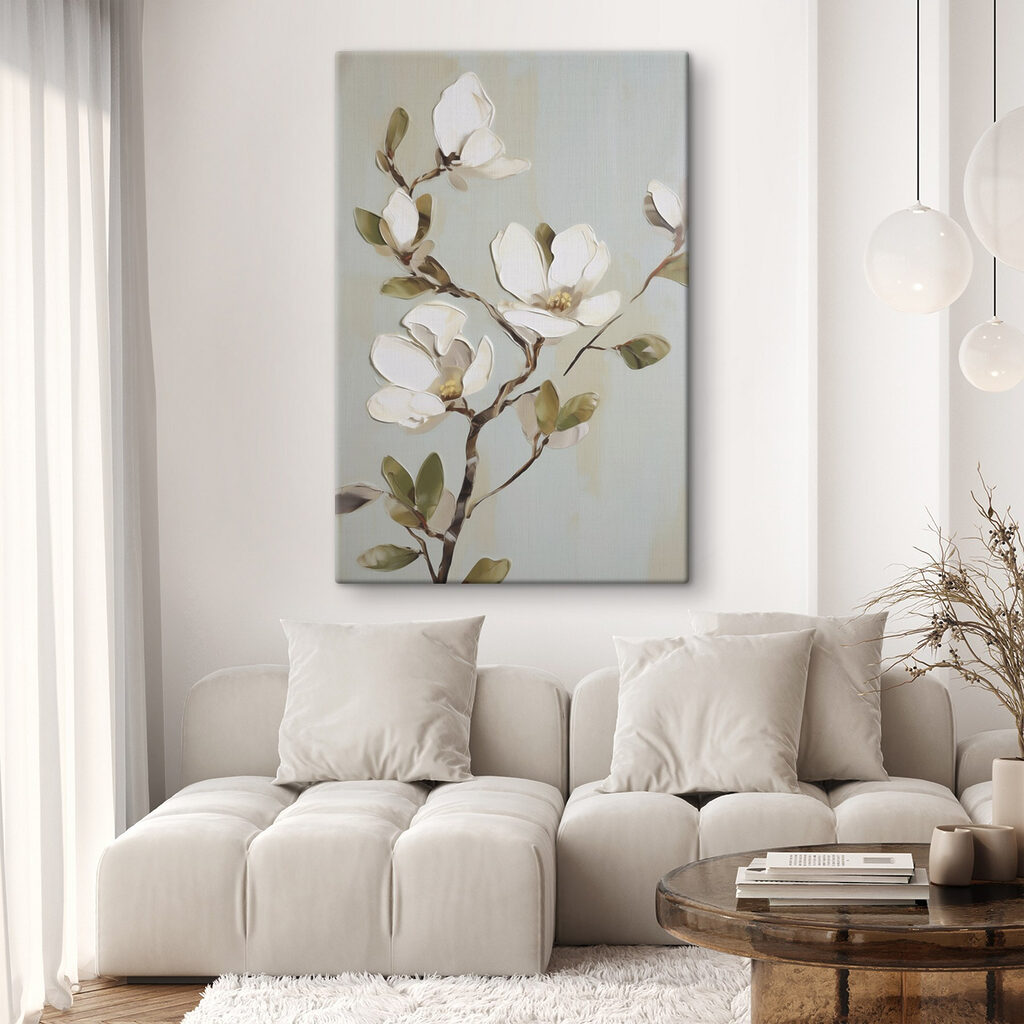 Flor branca em verde-salva — interior 1
