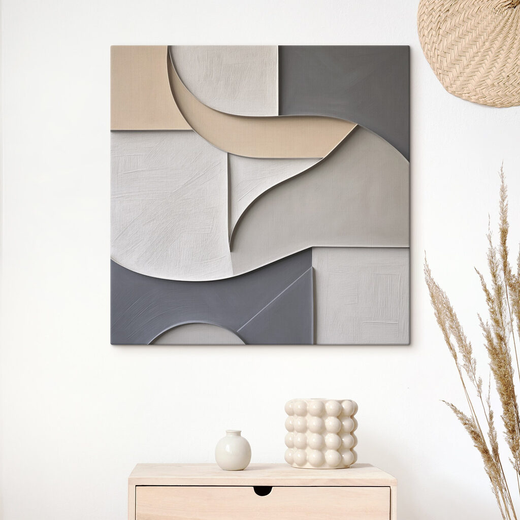 Faixas estriadas sobre cinzento — interior 1