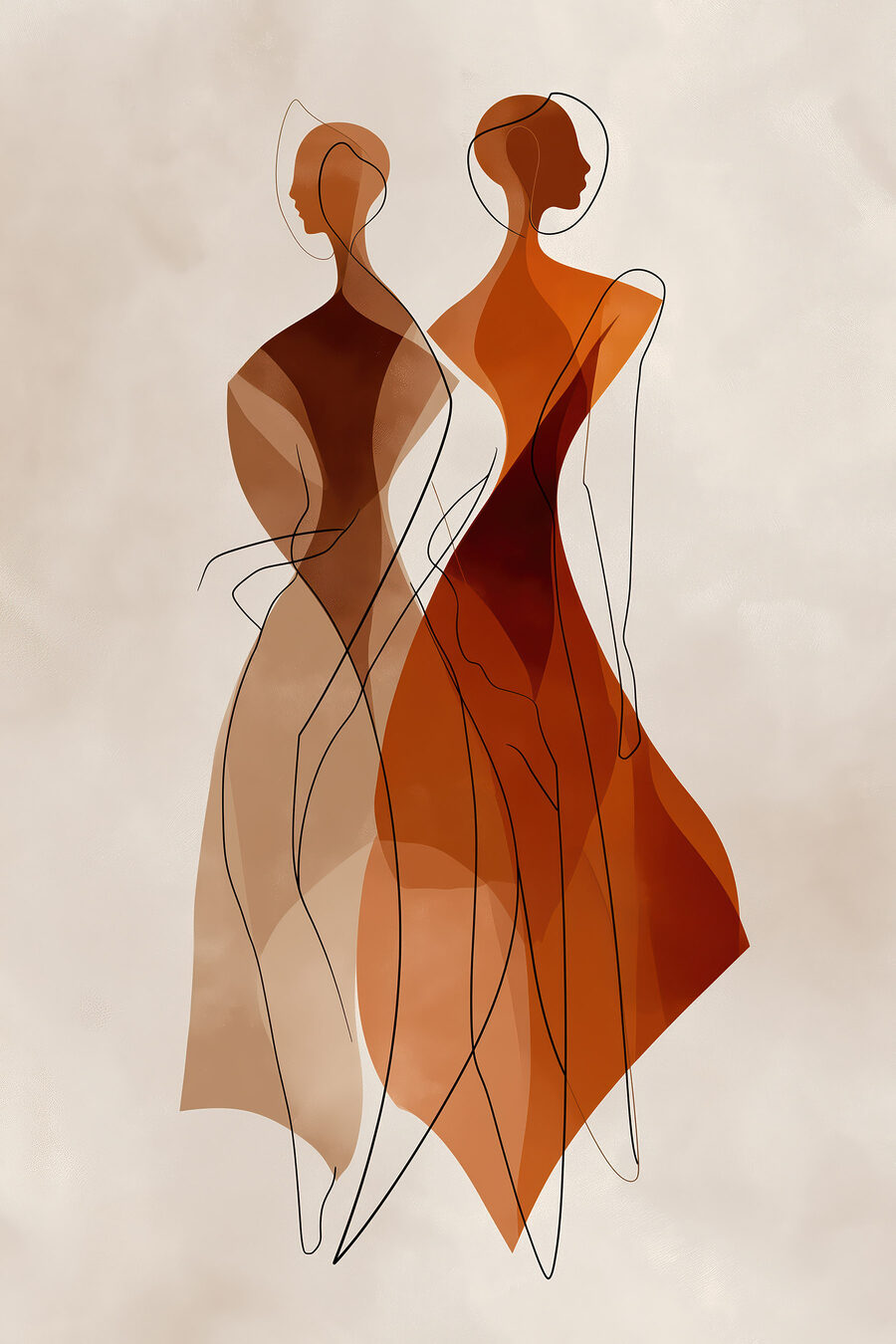 Duas mulheres, tons terrosos — design completo