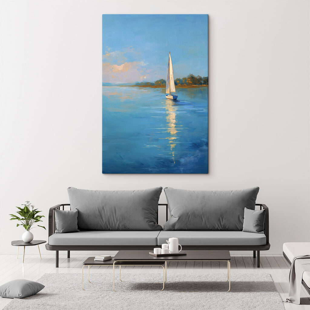 Velas brancas sobre azul — interior 1
