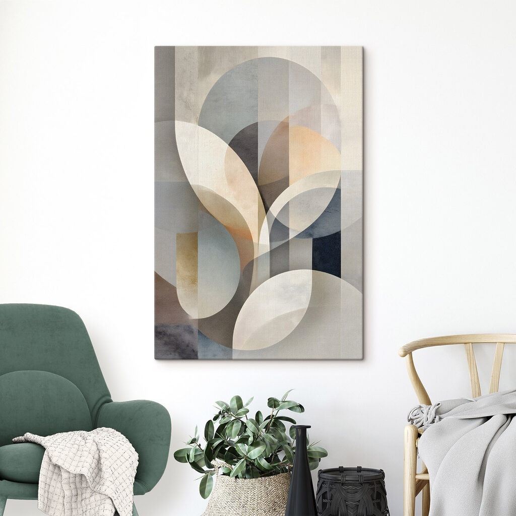 Folhas redondas sobre cinzento — interior 2