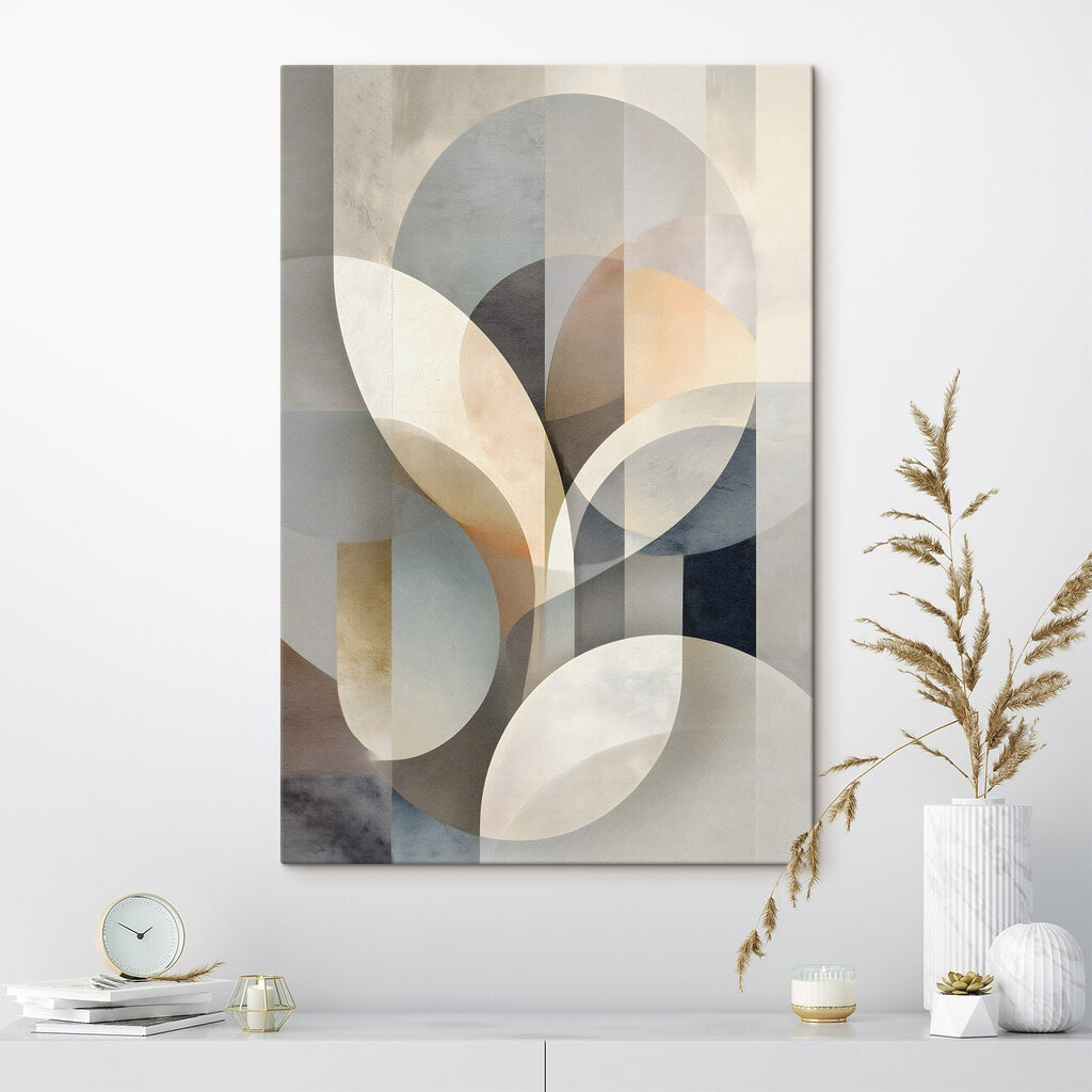 Folhas redondas sobre cinzento — interior 1
