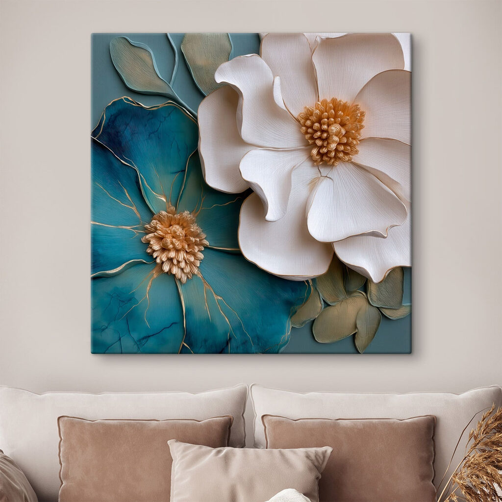 Flor branca e azul — interior 2