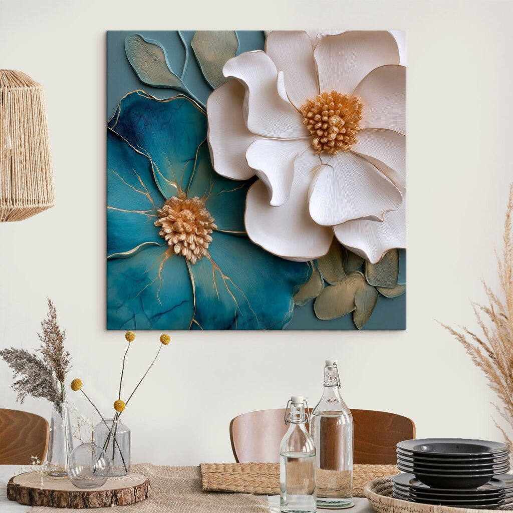 Flor branca e azul — interior 3