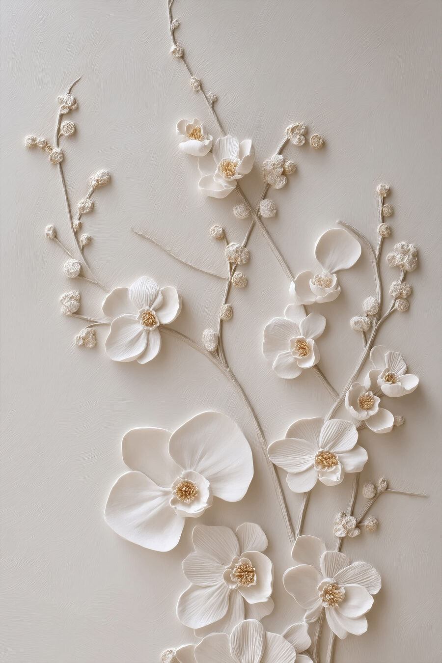 Orquídeas brancas em hastes — design completo