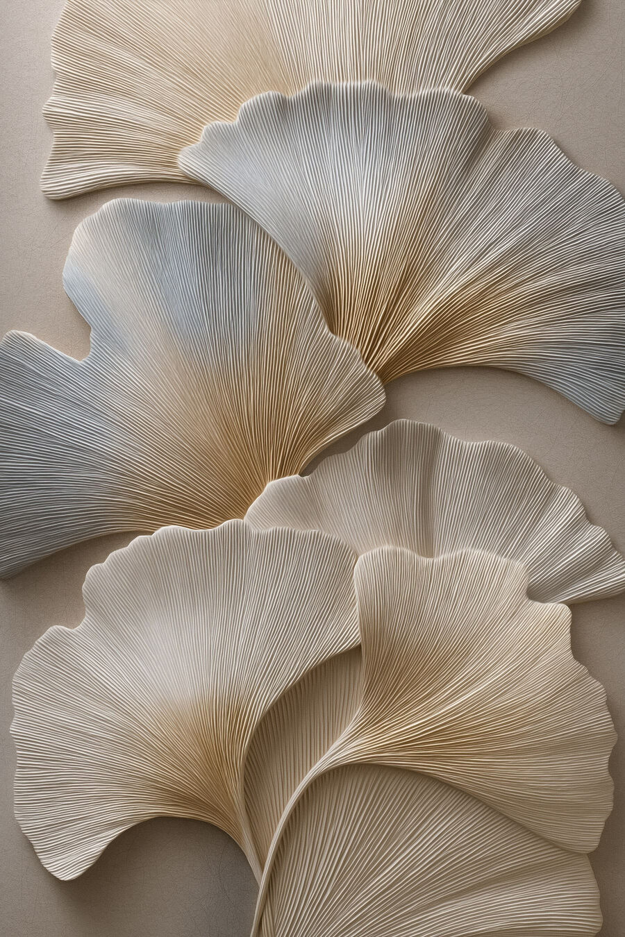 Ginkgo branco em relevo — design completo