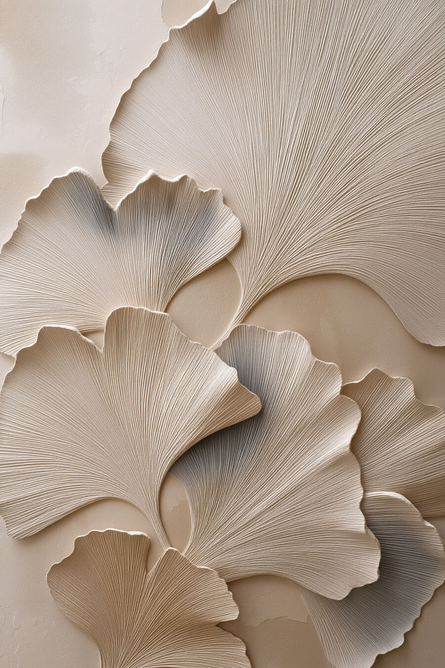 Ginkgo estriado em branco — design completo
