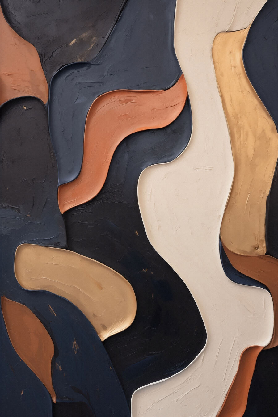 Formas terracota e azul-preto — design completo