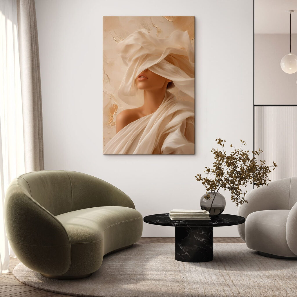 Mulher em véus creme — interior 2