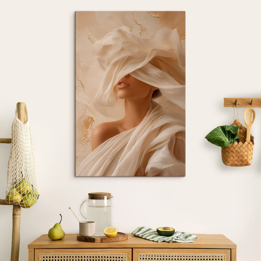 Mulher em véus creme — interior 1