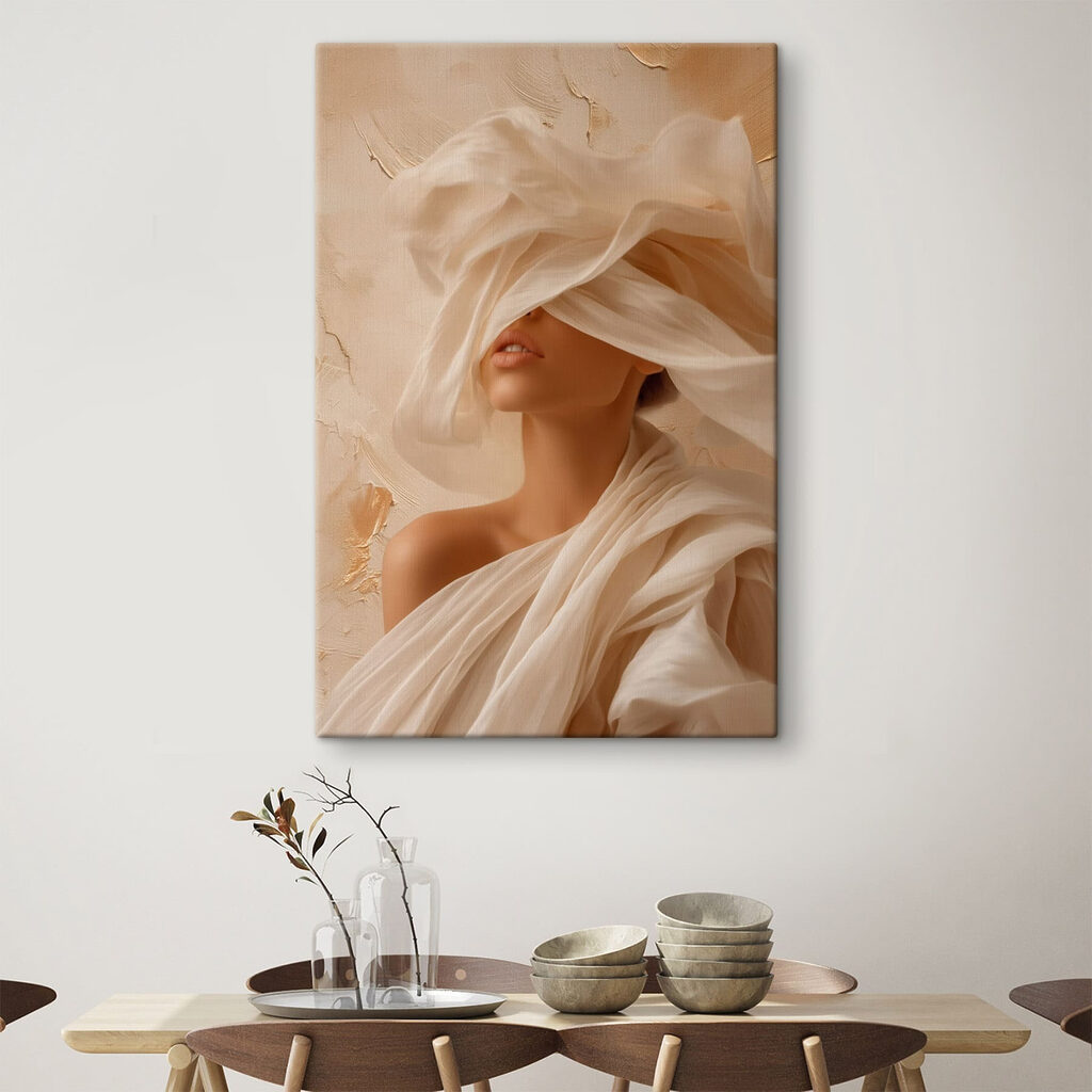 Mulher em véus creme — interior 3