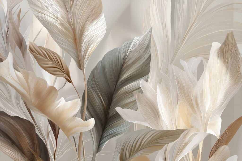 Folhas creme e verde — design completo