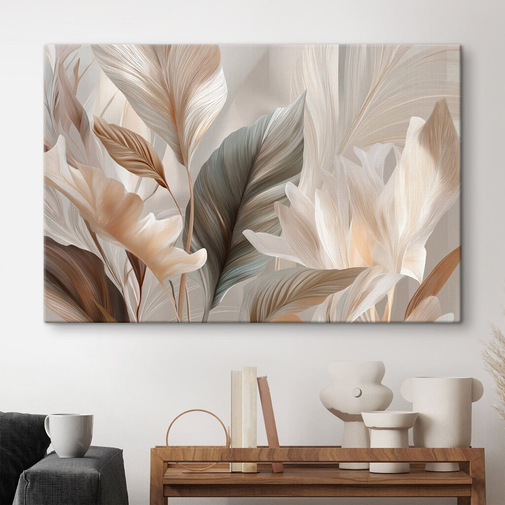 Folhas creme e verde — interior 2