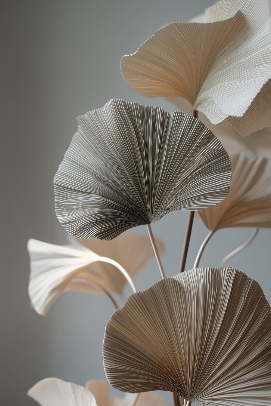Ginkgo branco sobre cinzento — design completo