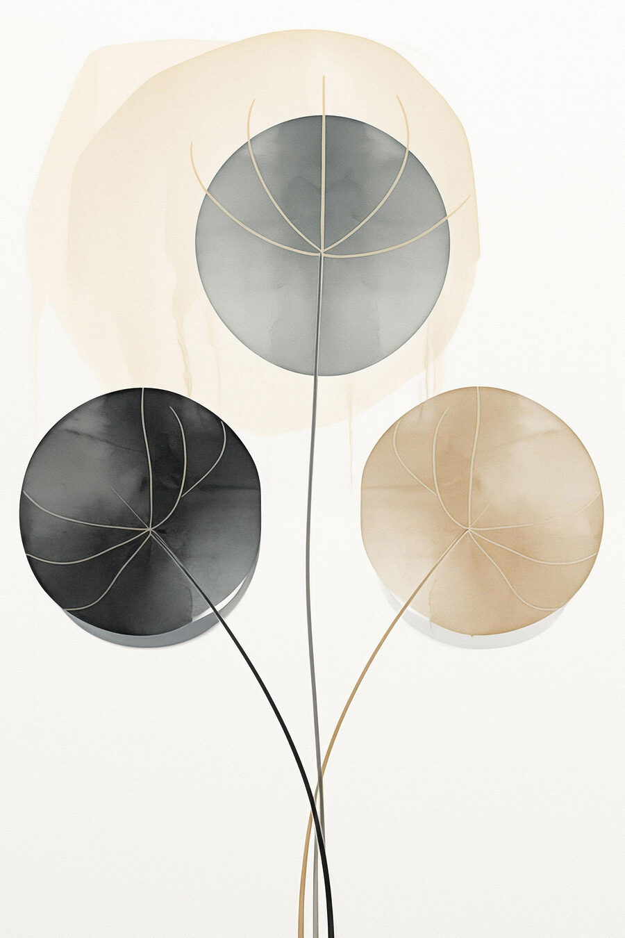 Folhas redondas em contorno — design completo