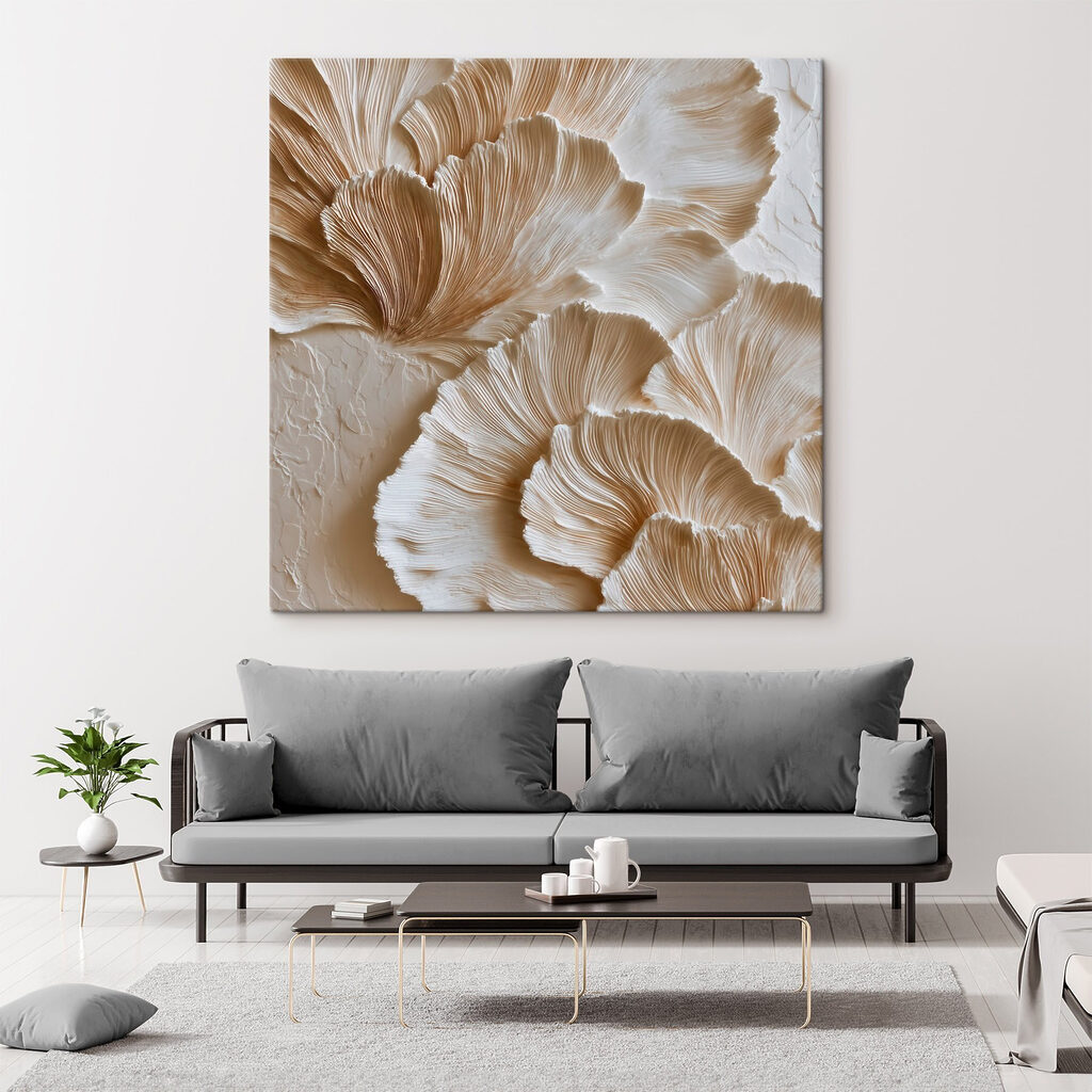 Leques pregueados em creme — interior 2