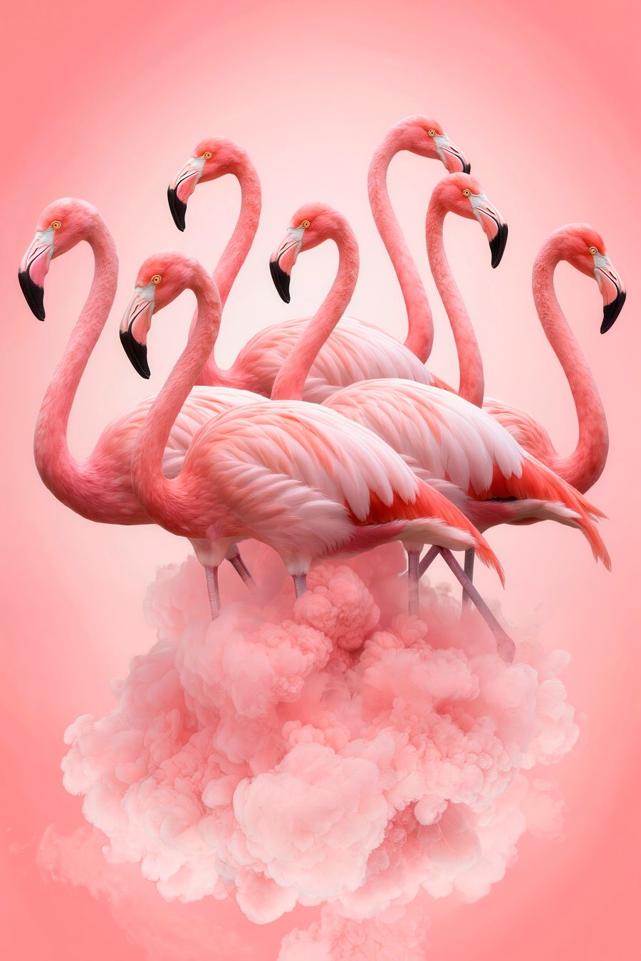Flamingos sobre nuvem rosa — design completo