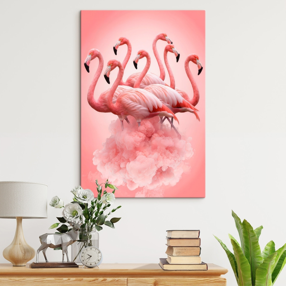 Flamingos sobre nuvem rosa — interior 2