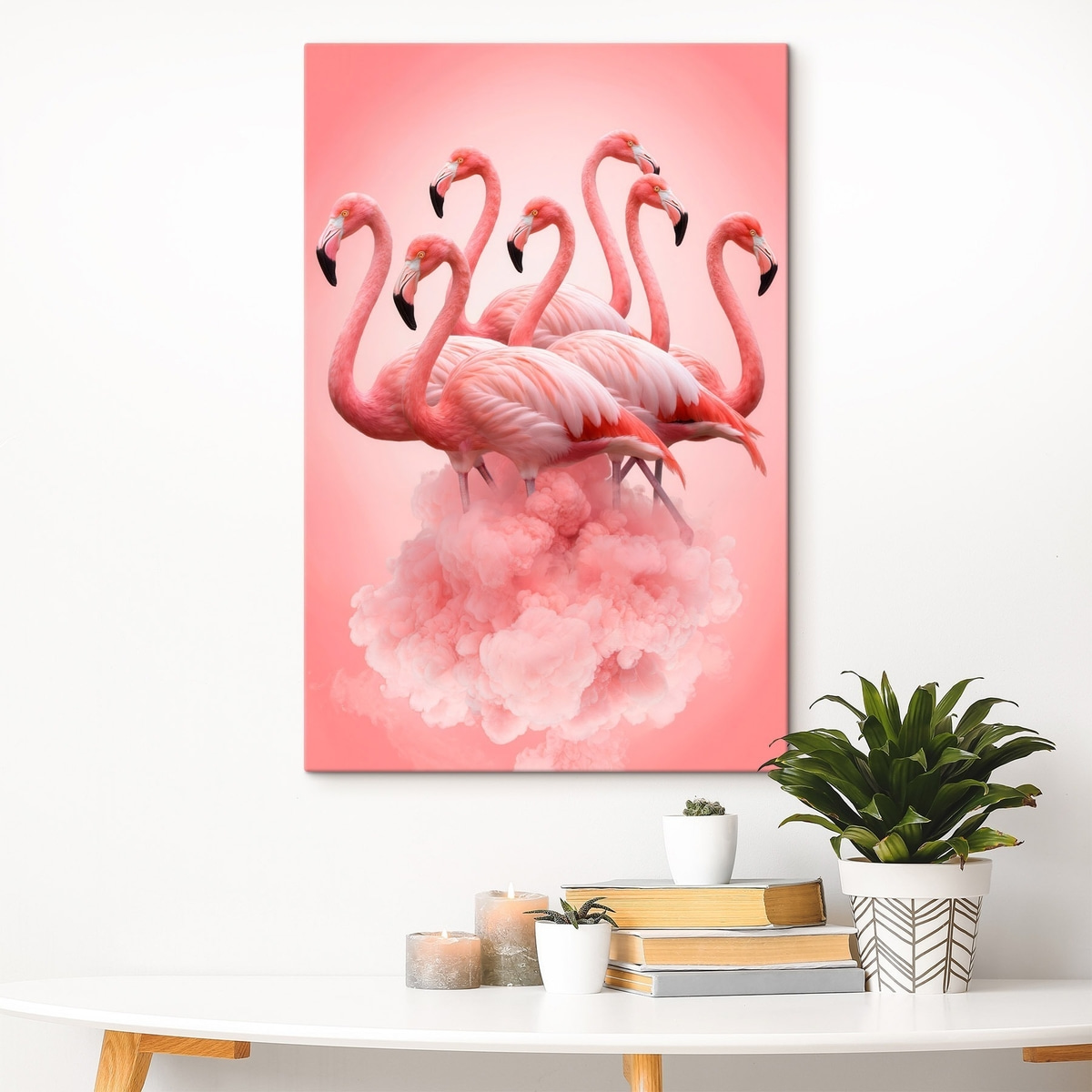 Flamingos sobre nuvem rosa — interior 3
