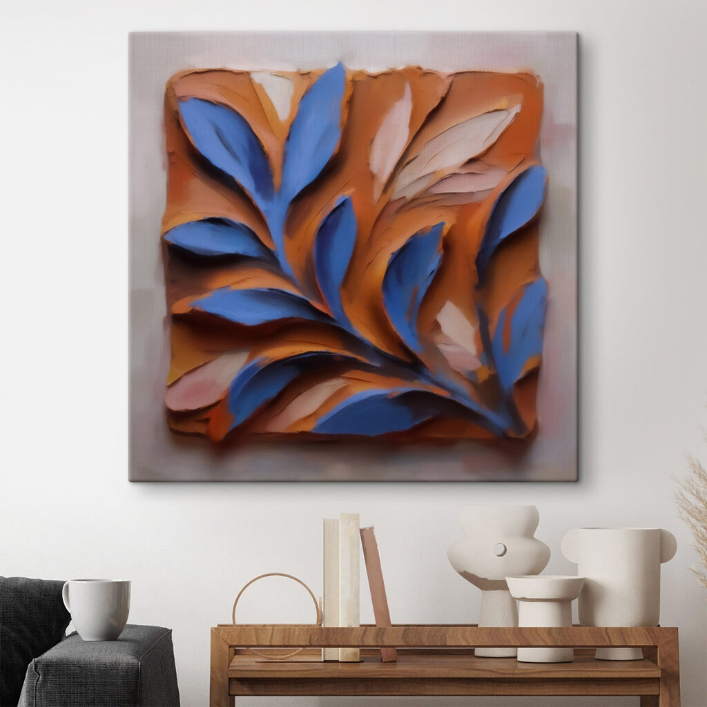 Folhas azuis sobre ferrugem — interior 2