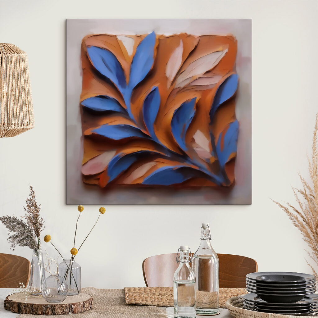 Folhas azuis sobre ferrugem — interior 1