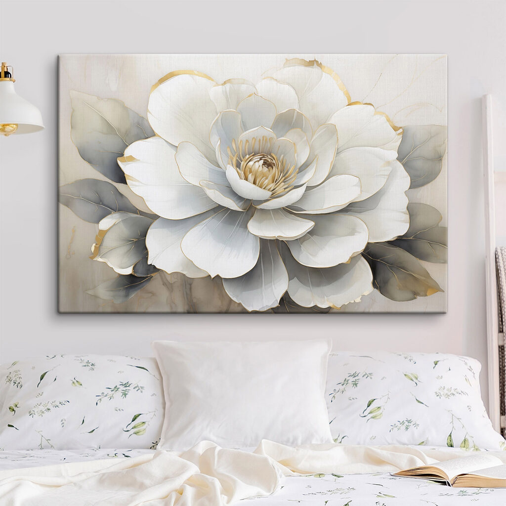 Flor branca, orla dourada — interior 2