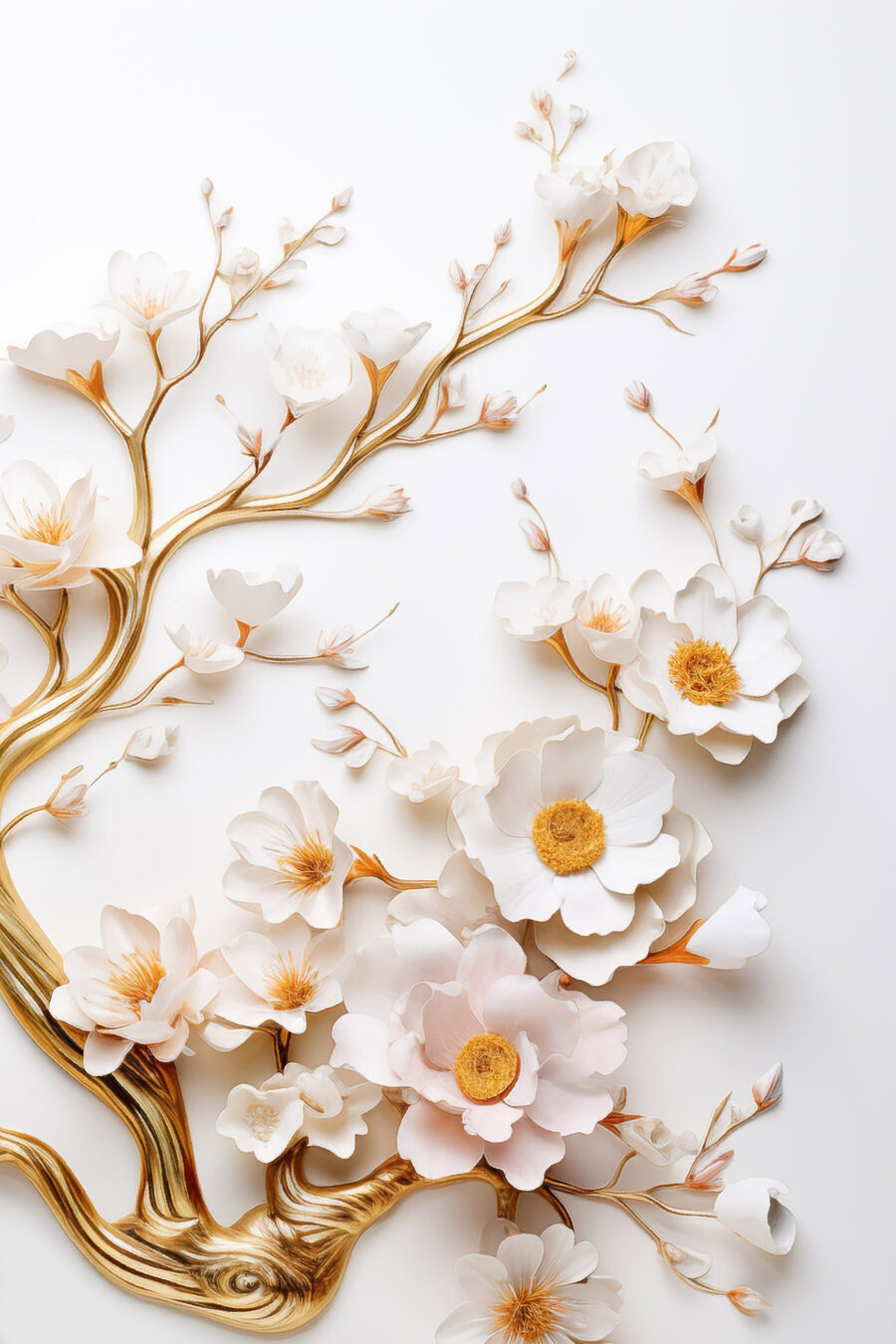Ramo dourado sob flores — design completo