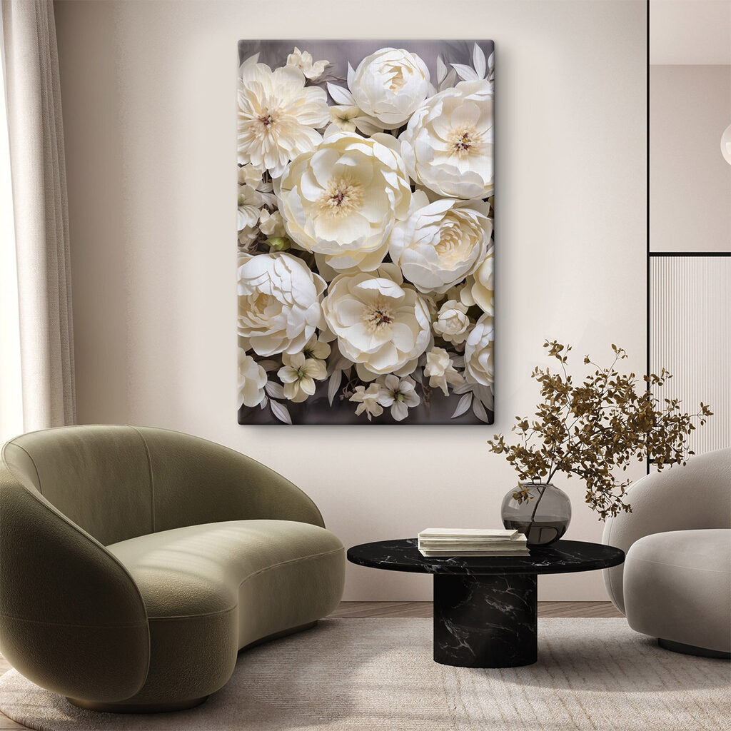 Peónias creme sobre escuro — interior 1