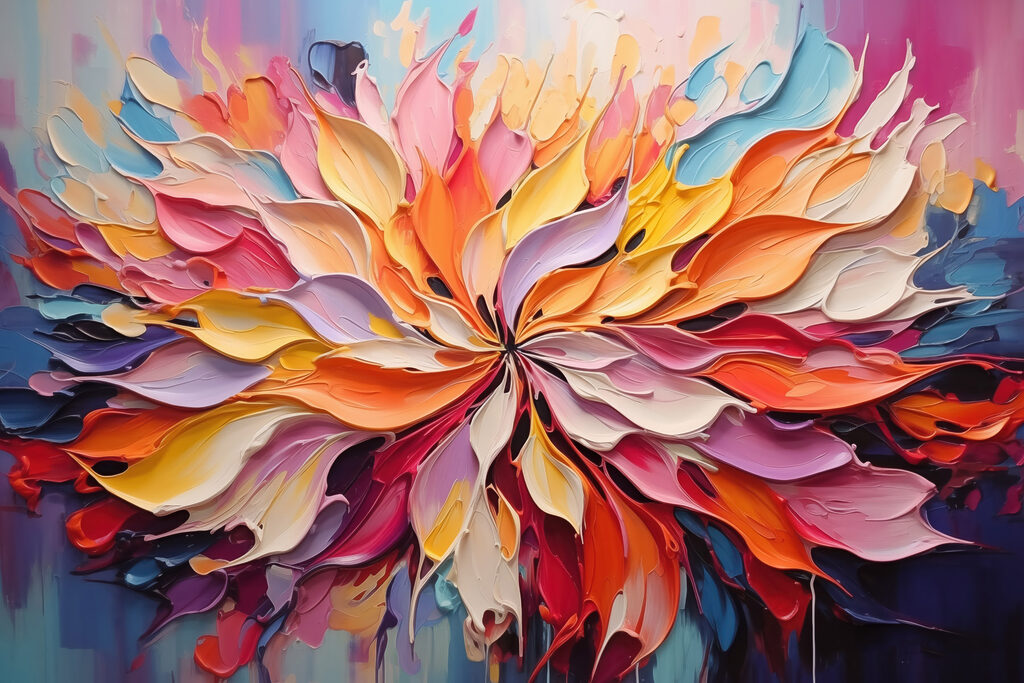 Flor de tinta colorida — design completo