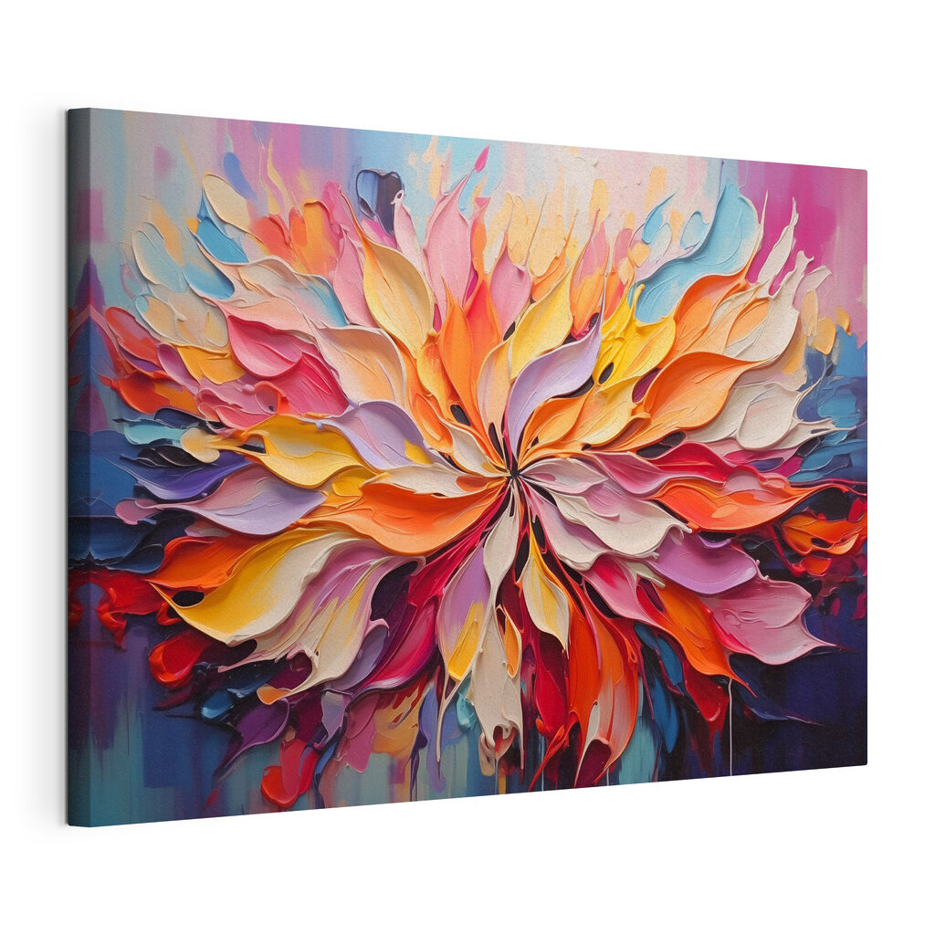 Flor de tinta colorida, tela esticada e borda contínua