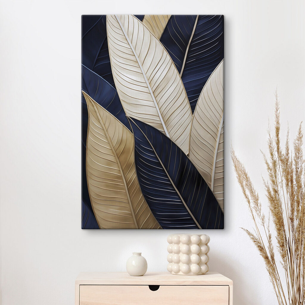 Folhas creme, azul-noite — interior 2