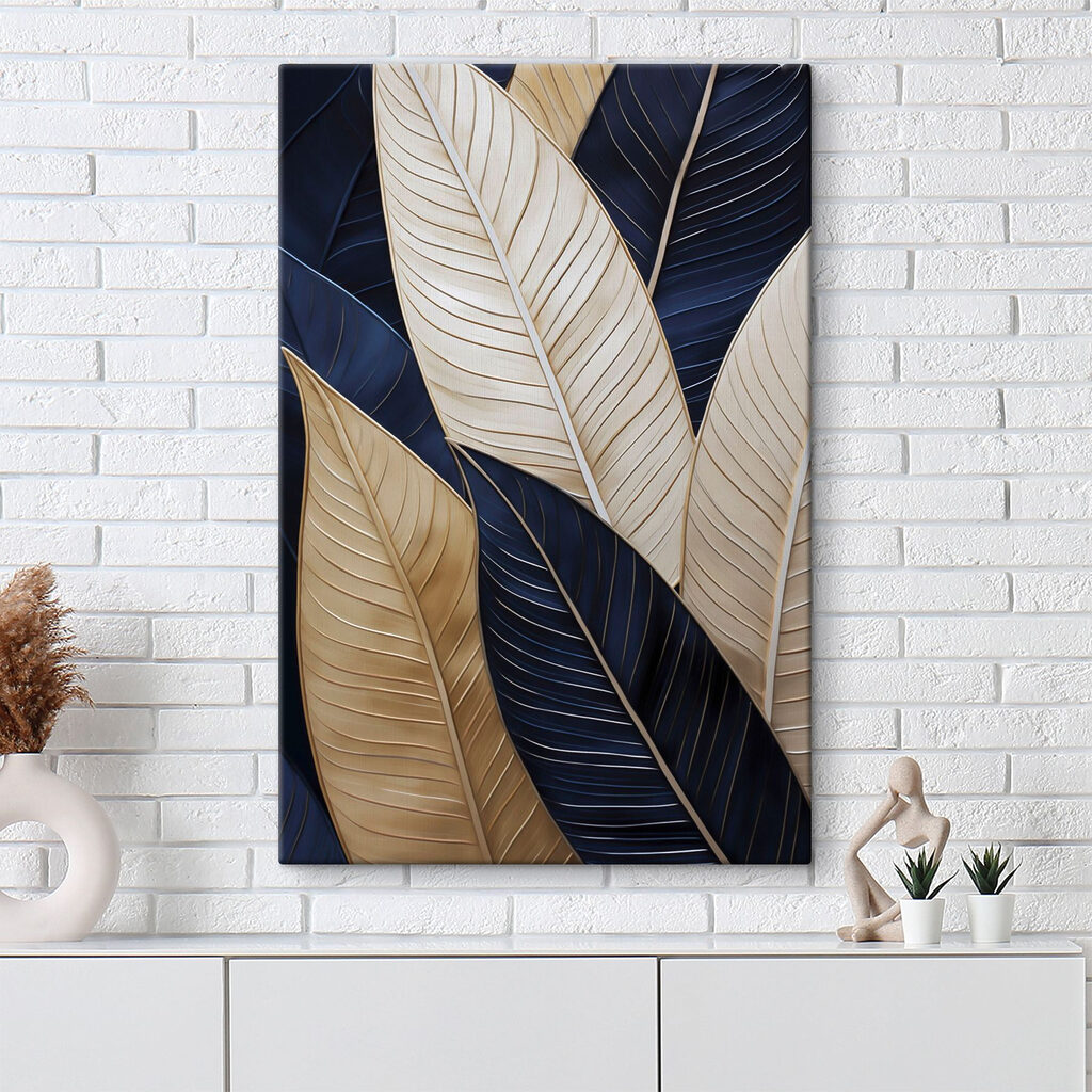 Folhas creme, azul-noite — interior 1