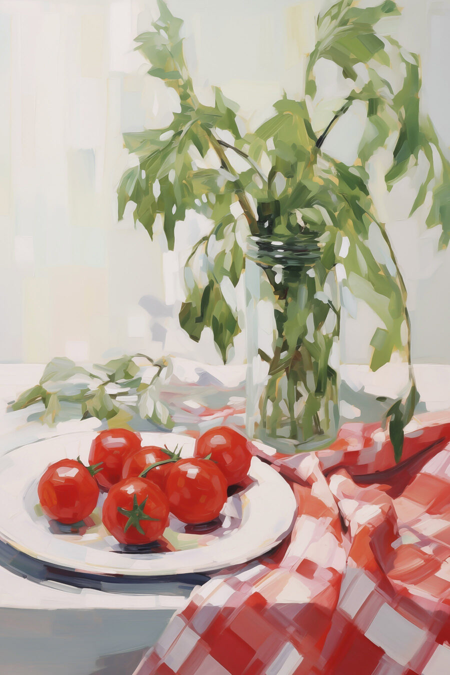 Tomates sobre toalha xadrez — design completo