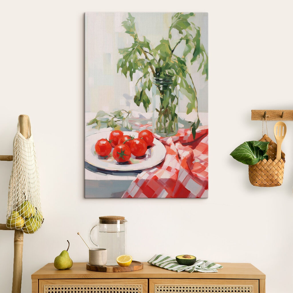 Tomates sobre toalha xadrez — interior 1