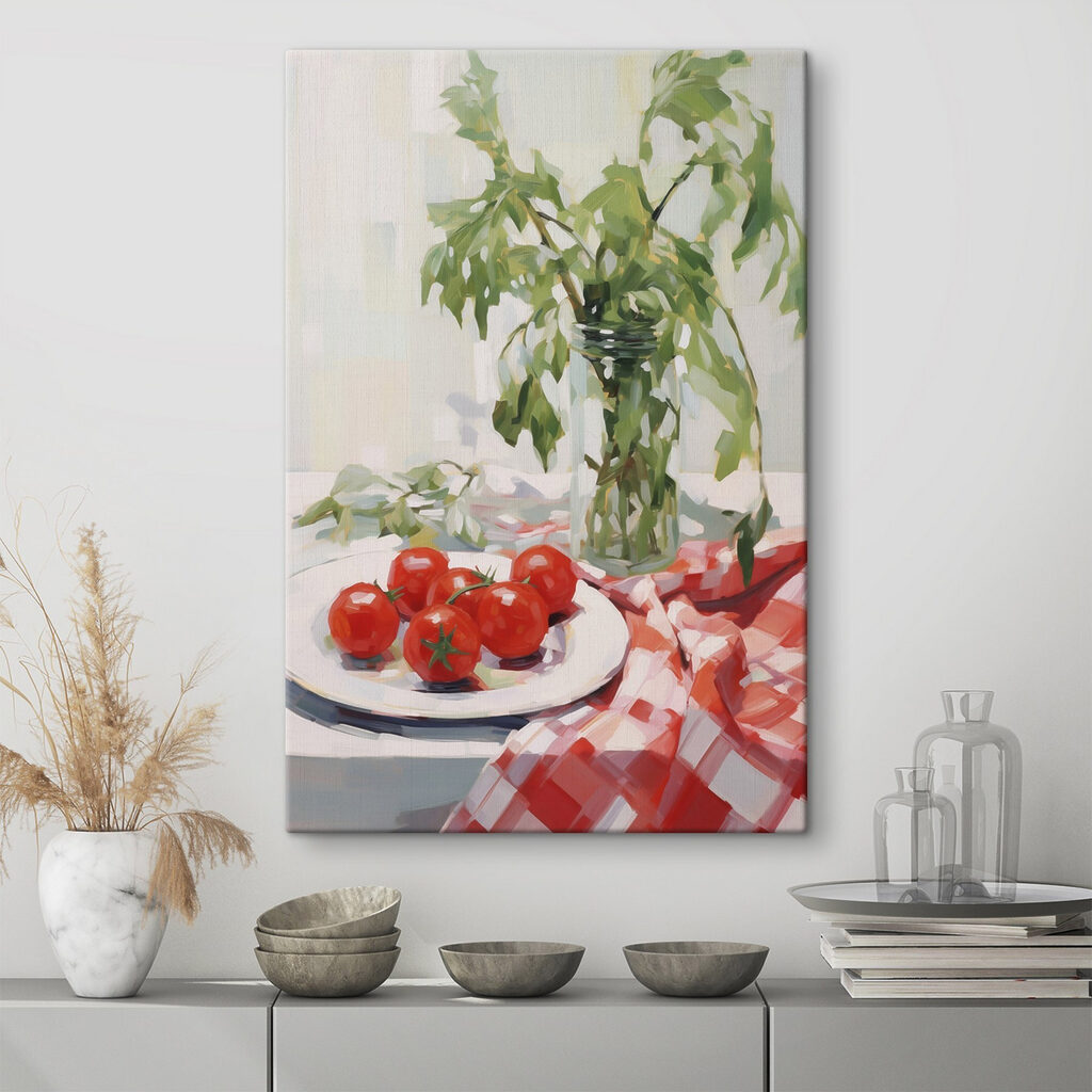 Tomates sobre toalha xadrez — interior 2