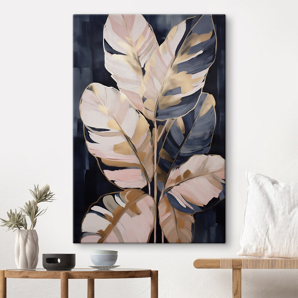 Folhas claras em azul-noite — interior 1