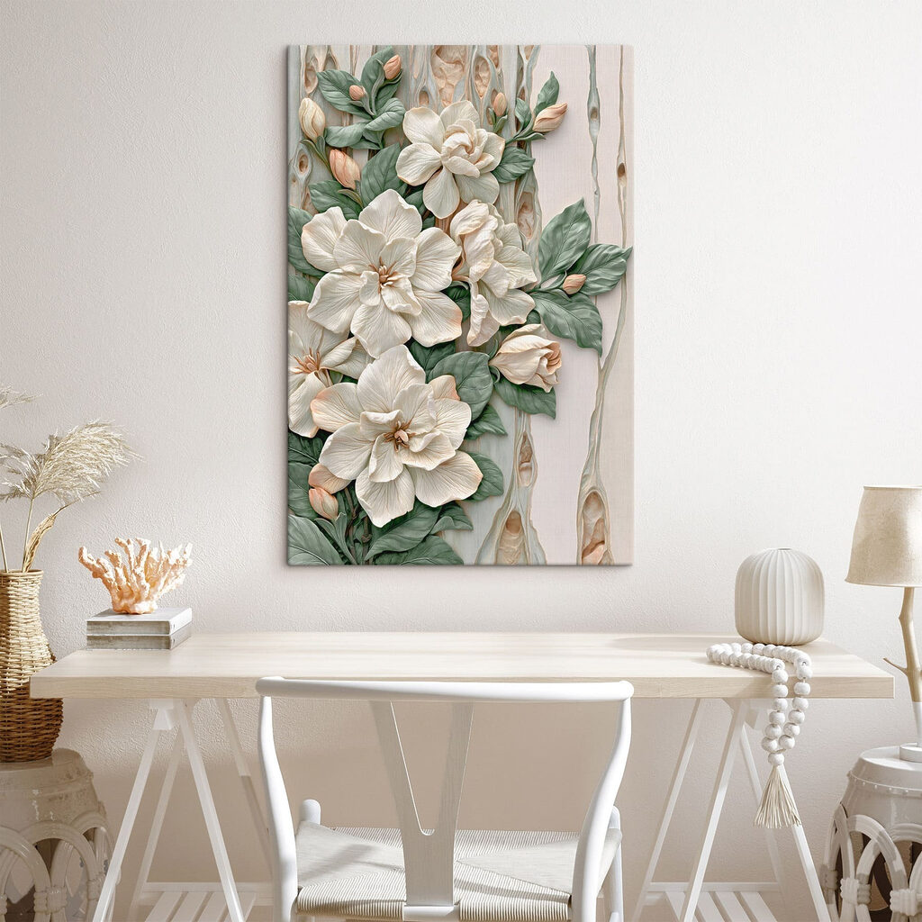 Flores creme entre folhas — interior 1