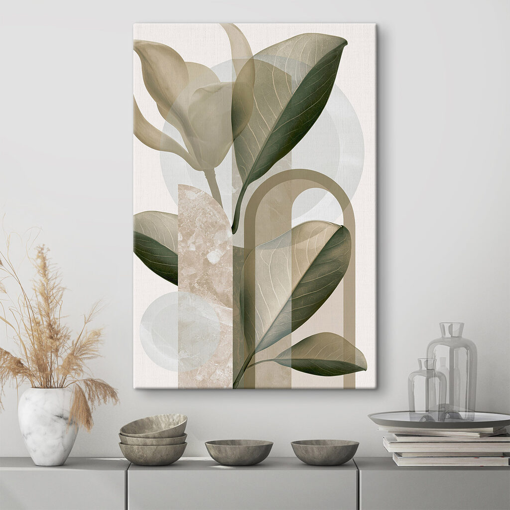 Folhas verdes entre arcos — interior 3
